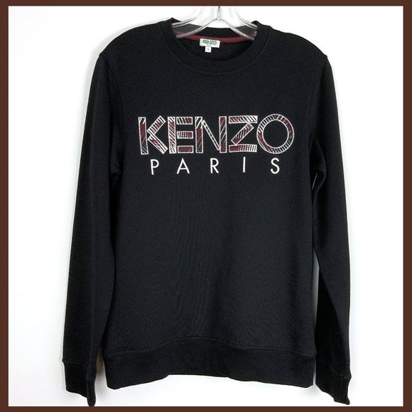 Kenzo Other - Kenzo Black Sweatshirt Embroidered Paris Logo Crew Neck Pullover Small
